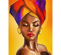 ZXDA Peinture par numéro femme africaine dessin sur toile peinture à l'huile par numéros pour adultes Portrait peint à la main cadeaux uniques A1 40x60 cm