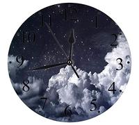 ZXDFG Digital All Clocks 12", Night Sky, Nocturnal Cloudy Astronomical Sky Space Telescope Vie of Stars Image Décorative