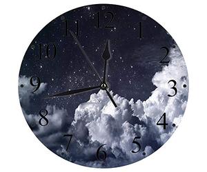 ZXDFG Digital All Clocks 12", Night Sky, Nocturnal Cloudy Astronomical Sky Space Telescope Vie of Stars Image Décorative