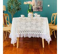 ZXDGsdrdtW Nappes, Housse de Table Ronde rectangulaire en macramé Lotus for Mariage, fête prénatale, décoration Salle à Manger, Nappe Dentelle Blanche, brodée