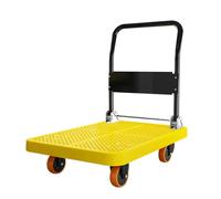 ZXDTVFGN Chariot de Manutention Pliable Robuste à roulettes - Diable Portable pour Un Rangement Facile, Capacité de Charge Élevée, Idéal pour la Maison, l ' Entrepôt et l ' Extérieur (Jaune, Moyen)