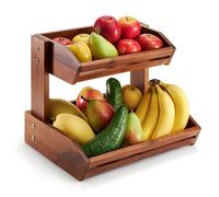 ZXDTVFGN Corbeille à Fruits en Bois - Support de Rangement Extra Large à 2 ou 3 Niveaux pour Plan de Travail - Idéal pour Présenter Fruits et Légumes