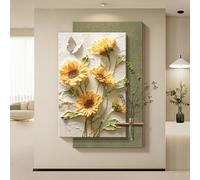 ZXDTVFGN Décoration Murale 3D avec Vase et Plante Artificielle, Tableau Suspendu en Grès pour Salon, Entrée, Salle à Manger