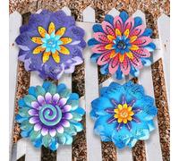 ZXDTVFGN Décoration Murale en métal avec Fleurs, 4 tournesols 3D à Suspendre, pour intérieur, extérieur, Maison, Salon, Bureau, Jardin