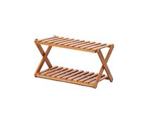 ZXDTVFGN Étagère à Chaussures Pliable Simple à 2 Niveaux en Bambou, casier à étagères, Polyvalente pour Couloir, Salle de Bain, Salon