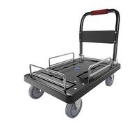 ZXDTVFGN Grand Chariot Pliable à Plateau avec Barrière, Chariot Plateforme sur Roues Peu Encombrant pour Écoles, Bureaux, Supermarchés et Entrepôts (Bleu)