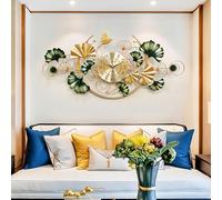 ZXDTVFGN Grande Horloge Murale Décorative, Silencieuse, en Métal, 99 CM (39 Pouces), Motif Feuille de Ginkgo, Idéale pour Le Salon, la Chambre, L ' Hôtel ou la Véranda