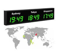 ZXDTVFGN Horloge Mondiale, Horloge Numérique LED Murale pour 3/4 / 5 Fuseaux Horaires, Idéale pour Les Hôtels et Les Entreprises Multinationales