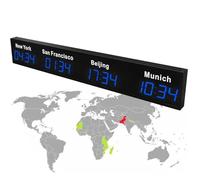 ZXDTVFGN Horloge Mondiale, Horloge Numérique LED Murale pour 3/4 / 5 Fuseaux Horaires, Idéale pour Les Hôtels et Les Entreprises Multinationales