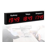 ZXDTVFGN Horloge Mondiale Numérique LED Murale, Affichage 12/24 Heures, Idéale pour Les Hôtels et Les Entreprises, Fuseaux Horaires Multiples