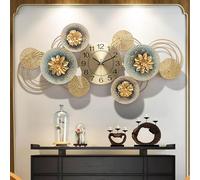 ZXDTVFGN Horloge Murale Extra Large - Décoration Murale Moderne en Métal pour Salon, Chambre, Cuisine, Bureau - Motif Floral Doré, Mécanisme Silencieux, 86 CM