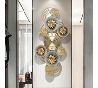 ZXDTVFGN Horloge Murale Extra Large - Décoration Murale Moderne en Métal pour Salon, Chambre, Cuisine, Bureau - Motif Floral Doré, Mécanisme Silencieux, 86 CM