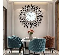 ZXDTVFGN Horloge Murale Ornée de Diamants - Design Moderne 3 D Effet Soleil pour Salon, Cuisine, Bureau, 60 CM