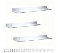 ZXDTVFGN Lot de 3 Supports muraux flottants en Aluminium de 50 cm, Blanc, sans perçage ni Options de perçage, Parfaits pour Les Solutions de Rangement de Salle de Bain, de Chambre,