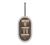 ZXDTVFGN Miroir de Salle de Bain Ovale Rotatif à 360° à LED - Miroir Flottant à intensité Variable, 3 Couleurs, pour la Maison et l'hôtel, Noir élégant (50 x 80 cm)