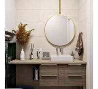 ZXDTVFGN Miroir Mural Rond 40 cm 50 cm, Petit Cercle doré, pour Salle de Bain, Maison de Campagne, Cadre en métal, Salon, Chambre, dortoir, entrée, miroirs montés au Plafond (diamètre 50 cm
