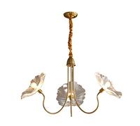 ZXDTVFGN Suspension Feuille de Lotus, luminaire en Verre Transparent, Lustre Nordique doré Moderne, luminaire français, Style Ferme Classique, Restaurant, îlot de Cuisine