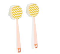 ZXDZSW Brosse de Douche et de Bain 2 en 1, Brosse de Douche à Manche Extra Long, Poils Doux, Boule de Douche exfoliante, brosses de Douche Portables(2 Pink Fabric)