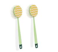 ZXDZSW Brosse de Douche et de Bain 2 en 1, Brosse de Douche à Manche Extra Long, Poils Doux, Boule de Douche exfoliante, brosses de Douche Portables(2 Green Fabric)