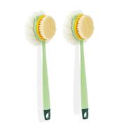 ZXDZSW Brosse de Douche et de Bain 2 en 1, Brosse de Douche à Manche Extra Long, Poils Doux, Boule de Douche exfoliante, brosses de Douche Portables(2 Green Bristle)