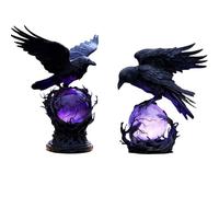 ZXDZSW Lampe LED gothique Raven's Moonlight, corbeau mystérieux sur un globe lumineux à lumière violette,cadeau unique for les collectionneurs gothiques et les passionnés d'Halloween(A+B)