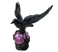 ZXDZSW Lampe LED gothique Raven's Moonlight, sculpture de corbeau mystérieux sur une sphère lumineuse, for les collectionneurs d'objets gothiques.(Black)