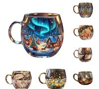 ZXDZSW Tasse en Verre Peinte, Tasse en Verre de Noël, Tasse à café de Noël, for la Maison, Le café, Les fêtes, Les Vacances, Le Quotidien, Les Tasses à café et à thé Amusantes de Noël(5pcs)