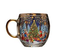 ZXDZSW Tasse en Verre teinté de Noël, Tasse à café de Noël Peinte à la Main avec Motif Citrouille et fantôme, Verres Peints festifs, Verres de Saison(Christmas Tree)