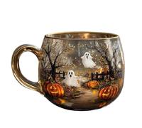 ZXDZSW Tasse en Verre teinté de Noël, Tasse à café de Noël Peinte à la Main avec Motif Citrouille et fantôme, Verres Peints festifs, Verres de Saison(Halloween Ghost)