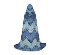 ZXERTG Cape à capuche avec imprimé denim bleu dégradé pour costumes d'Halloween, parfaite pour magicien, vampire, faucheuse et cosplay