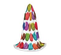 ZXERTG Cape à capuche avec imprimé macaron biscuit pour costumes d'Halloween, parfait pour magicien, vampire, faucheuse et cosplay