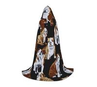 ZXERTG Cape à capuche imprimée bouledogues anglais pour costumes d'Halloween, parfaite pour magicien, vampire, faucheuse et cosplay