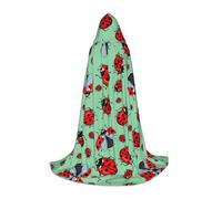 ZXERTG Cape à capuche imprimée coccinelles rouges sur fond bleu pour costumes d'Halloween, parfaite pour magicien, vampire, faucheuse et cosplay