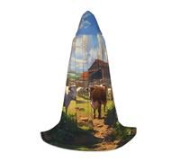 ZXERTG Cape à capuche imprimée de ferme de bétail pour costumes d'Halloween, parfaite pour magicien, vampire, faucheuse et cosplay