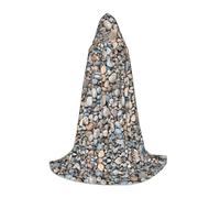 ZXERTG Cape à capuche imprimée de galets pour costumes d'Halloween, parfaite pour magicien, vampire, faucheuse et cosplay