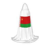 ZXERTG Cape à capuche imprimée drapeau de la Biélorussie pour costumes d'Halloween, parfaite pour magicien, vampire, faucheuse et cosplay