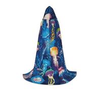 ZXERTG Cape à capuche imprimée méduse colorée pour costumes d'Halloween, parfaite pour magicien, vampire, faucheuse et cosplay