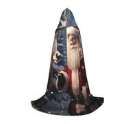ZXERTG Cape à capuche imprimée Père Noël pour costumes d'Halloween, parfaite pour magicien, vampire, faucheuse et cosplay