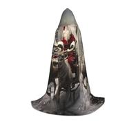 ZXERTG Cape à capuche imprimée Père Noël pour costumes d'Halloween, parfaite pour magicien, vampire, faucheuse et cosplay