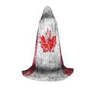 ZXERTG Cape à capuche rétro avec imprimé drapeau du Canada pour costumes d'Halloween, parfaite pour magicien, vampire, faucheuse et cosplay