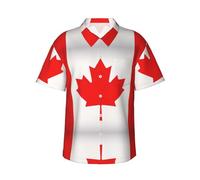 ZXERTG Chemise hawaïenne à manches courtes avec imprimé drapeau canadien, chemise de plage tropicale pour homme pour l'été et les vacances, Noir , XXL