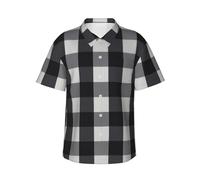 ZXERTG Chemise hawaïenne à manches courtes pour homme à motif écossais noir et blanc, chemise de plage tropicale pour homme pour l'été et les vacances, Noir , XL