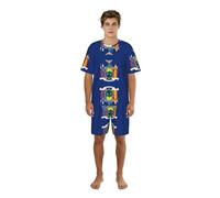 ZXERTG Ensemble de pyjama pour homme imprimé drapeau de l'État de New York, short de pyjama confortable pour homme, parfait pour les nuits d'été, Noir , M