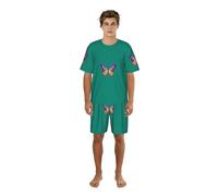 ZXERTG Ensemble de pyjama pour homme imprimé papillon coloré, short de pyjama confortable pour homme, parfait pour les nuits d'été, Noir , XXL