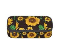 ZXERTG Magnifique trousse à crayons en tissu Oxford avec motif tournesol multifonction, parfaite pour le bureau et les voyages, Noir , Taille unique, Trousse de maquillage