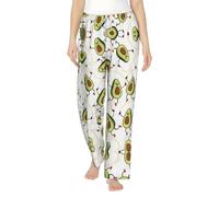 ZXERTG Pantalon de pyjama amusant en flanelle imprimé avocats pour femme, parfait pour se détendre au lit, sur le canapé, Noir , L