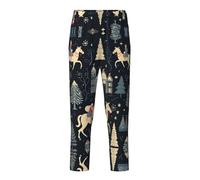 ZXERTG Pantalon de pyjama confortable pour adolescents, motif cerf, arbre de Noël, pour les loisirs, les moments en famille, le sport et les sorties, Noir , 10-12