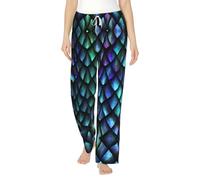 ZXERTG Pantalon de pyjama en flanelle avec motif écailles de dragon magique 3D pour femme, parfait pour se détendre au lit, sur le canapé, Noir , XXL