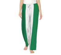 ZXERTG Pantalon de pyjama tendance en flanelle imprimé drapeau du Nigeria pour femme, parfait pour se détendre au lit, sur le canapé, Noir , L