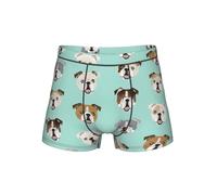 ZXERTG Sous-vêtement amusant imprimé bouledogue anglais pour homme, pochette de soutien total, boxer confortable, Noir , 3XL